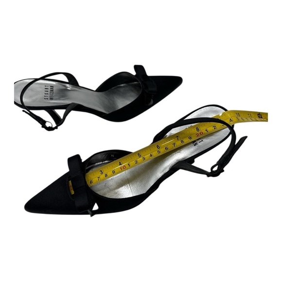 STUART WEITZMAN BLACK SATIN EVENING DRESS BOW SLINGBACK shoes size 8 N - Picture 10 of 15